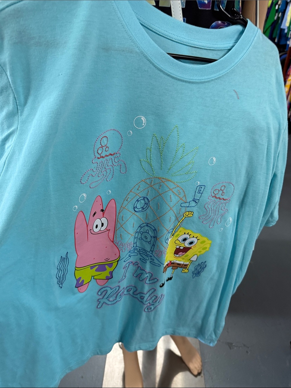 SpongeBob Squarepants Light Blue Kids Tee with SpongeBob & Patrick Graphic